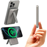 PowerBank m. Kickstand - ESR Qi2 MagSlim - 15W / 5000 mAh - MagSafe Kompatibel - Titanium