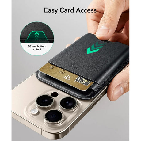 ESR HaloLock Kortholder i kunstskinn - MagSafe-kompatibel - Svart