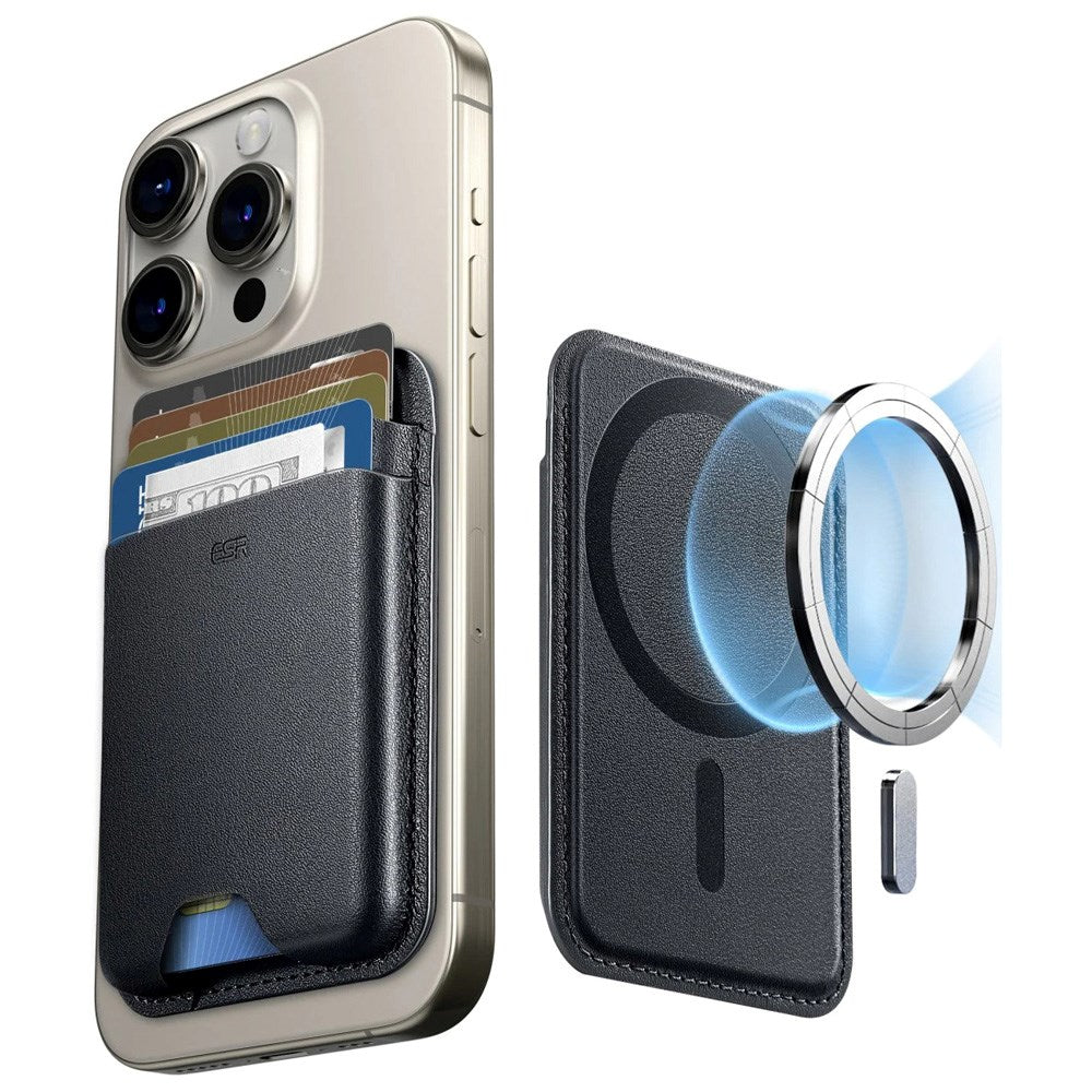 ESR HaloLock Kortholder i kunstskinn - MagSafe-kompatibel - Svart