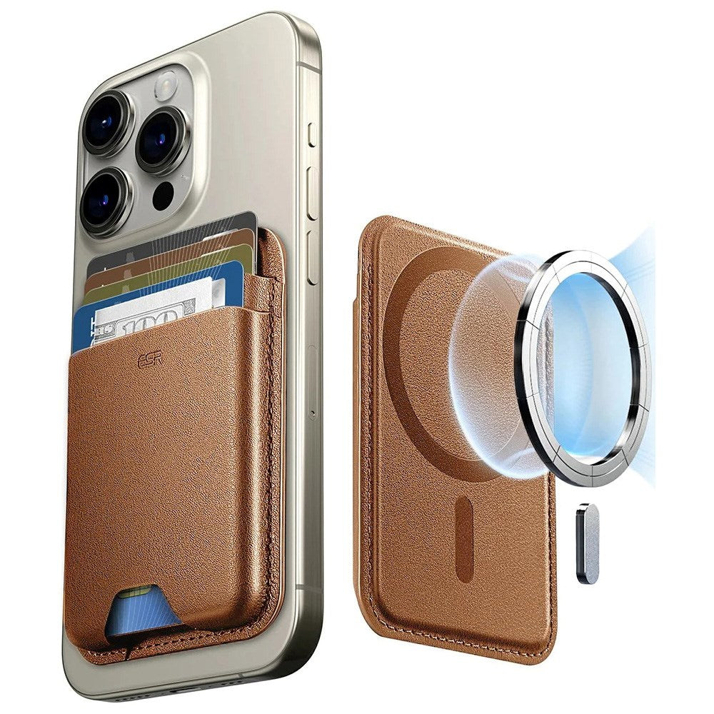 ESR HaloLock Kortholder i kunstskinn - MagSafe-kompatibel - Brun