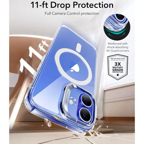 iPhone 16 Plus - ESR Classic Hybrid Deksel m. Stativ - MagSafe-kompatibel - Gjennomsiktig