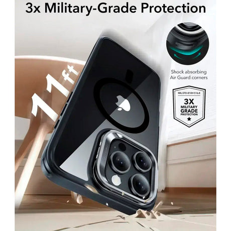 iPhone 16 Pro Max - ESR Classic Hybrid Deksel m. Stativ - MagSafe-kompatibel - Gjennomsiktig / Svart