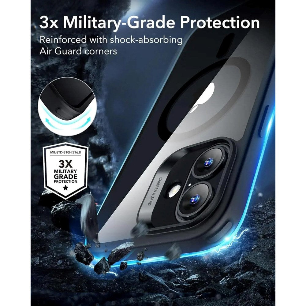 ESR iPhone 16 Classic Hybrid-deksel m. Kamerakontrollknapp - MagSafe-kompatibel - Gjennomsiktig / Svart