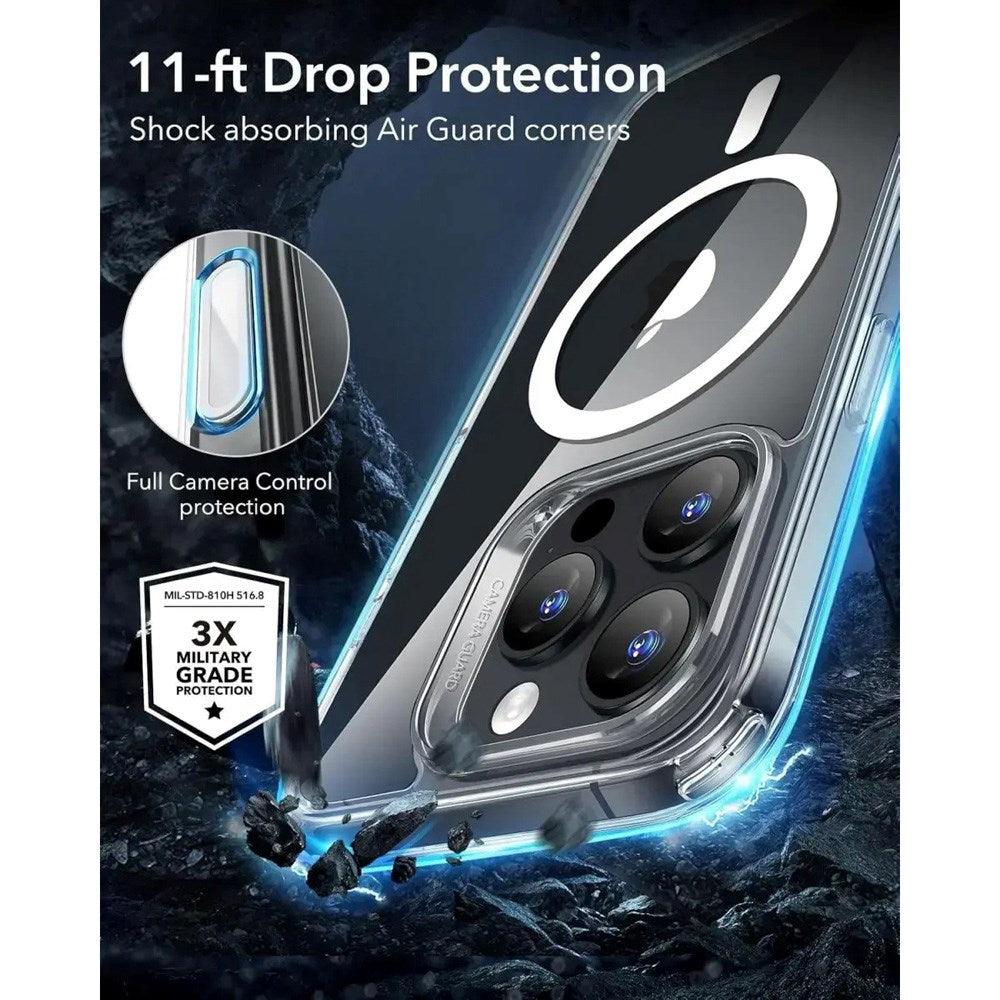 ESR iPhone 16 Pro Max Classic Hybrid-deksel m. Kamerakontrollknapp - MagSafe-kompatibel - Gjennomsiktig