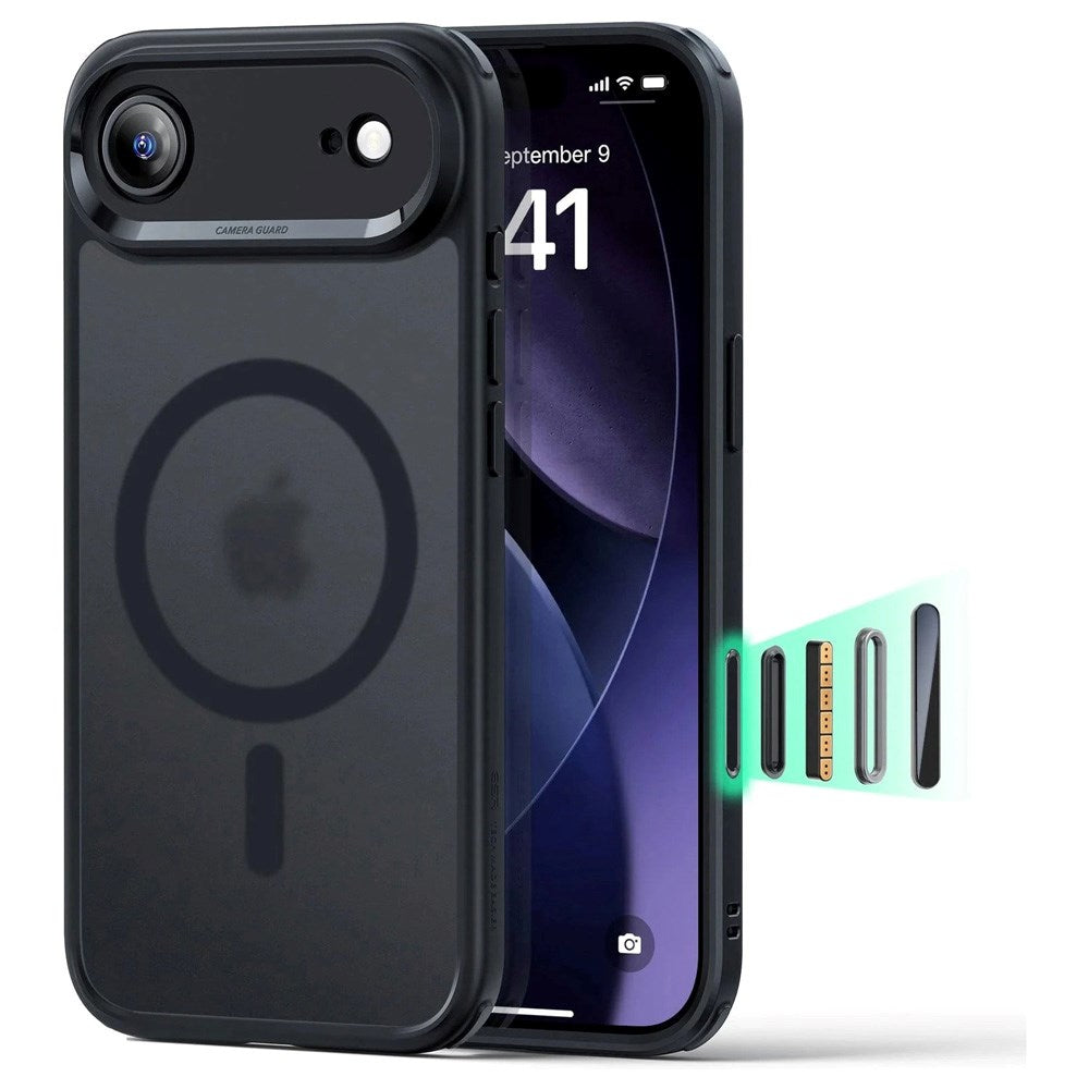 iPhone Air ESR Classic Hybrid Cover m. Indbygget Camera Control Knap - MagSafe Kompatibel - Mat Sort