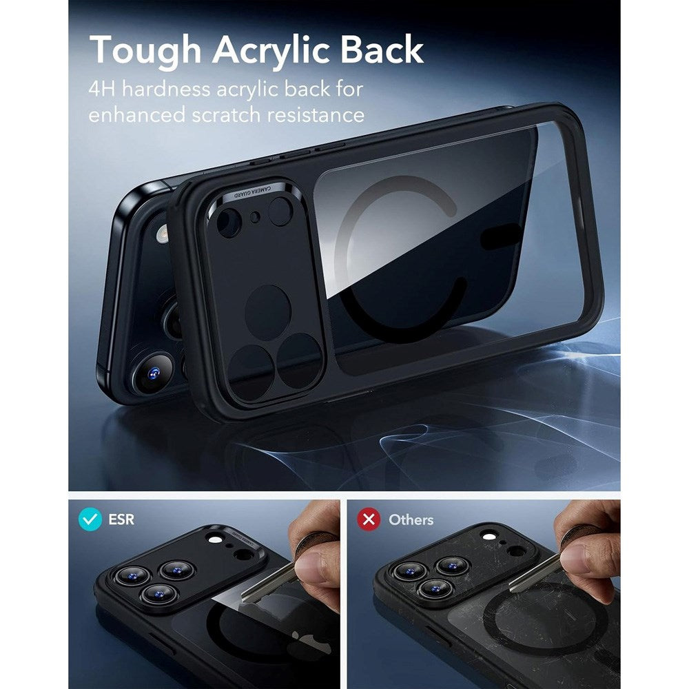 iPhone 17 Pro ESR Classic Hybrid Cover m. Indbygget Camera Control Knap - MagSafe Kompatibel - Gennemsigtig / Sort