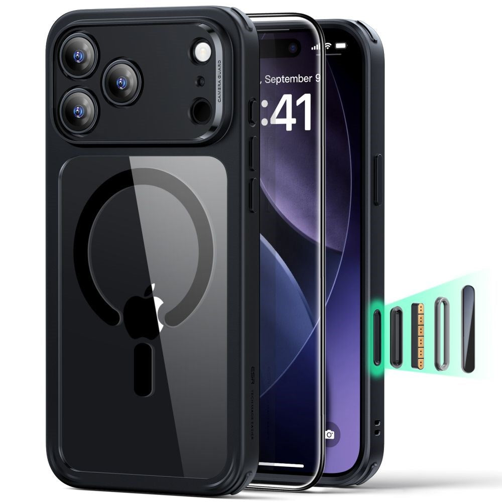 iPhone 17 Pro ESR Classic Hybrid Sæt m. Bagside Cover & Hærdet Skærmglas - MagSafe Kompatibel - Gennemsigtig / Sort