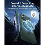 iPhone 17 Pro ESR Classic Hybrid Cover m. Indbygget Camera Control Knap - MagSafe Kompatibel - Mat Grøn