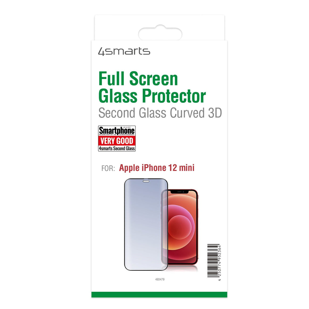 iPhone 12 Mini 4smarts Second Glass Buet Skjermbeskytter - Svart