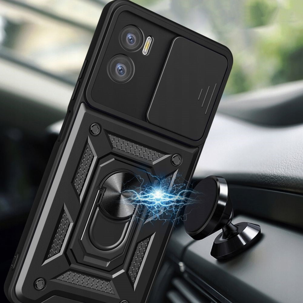 Motorola Moto E22 / E22i Tech-Protect Camshield Cover m. Magnetisk ring- og stativfunksjon - svart