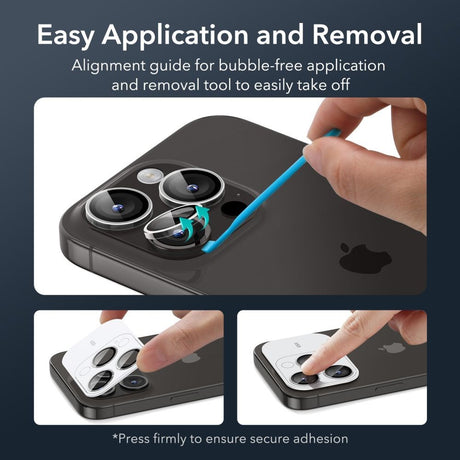 iPhone 15 Pro / 15 Pro Max ESR beskyttelsesglass til kameralinse - gjennomsiktig / svart