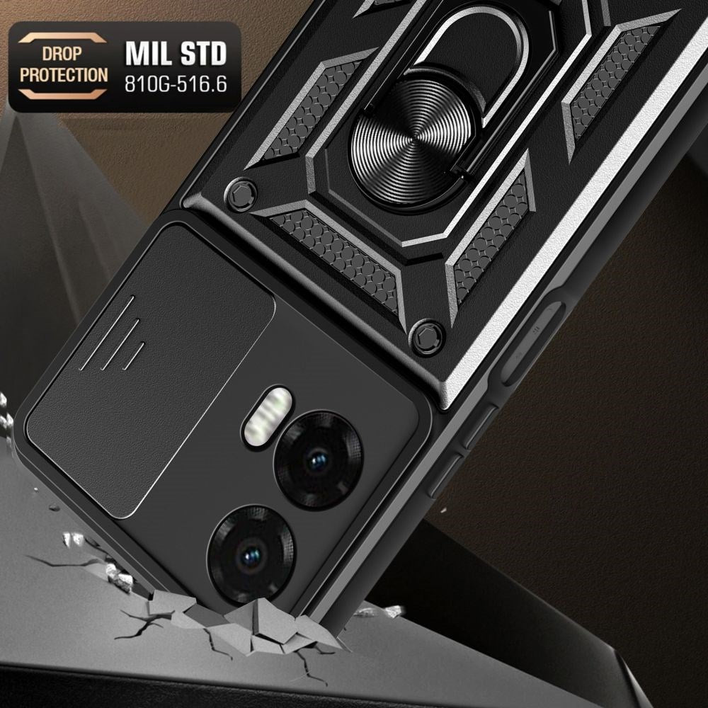 Motorola Moto G35 5G Tech-Protect Camshield m. Magnetisk ring- og stativfunksjon - svart