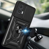 Motorola Moto G73 Tech-Protect Camshield Cover m. Magnetisk ring- og stativfunksjon - svart