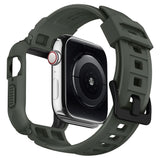 Spigen Rugged Armor Apple Watch 4/5/6/SE (44mm)Gummi Cover & Rem - Grøn