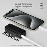 SBS NanoTube Powerbank m. USB-A &amp; USB-C 10W - 5000 mAh - Svart