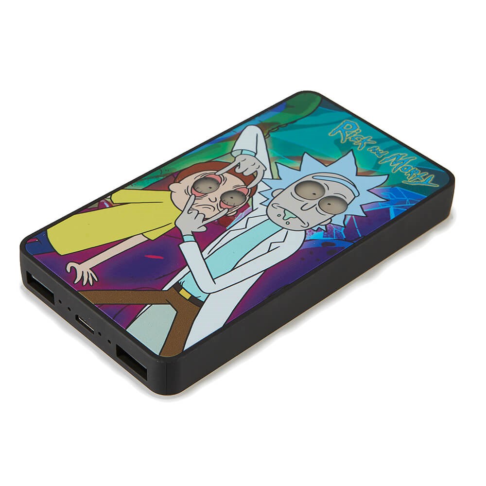 Rick &amp; Morty 4000 mAh - PowerBank m. LED lys