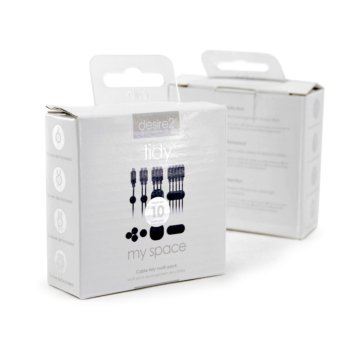 DESIRE2 Tidy Cable Clip Holder 10 Pack - Svart