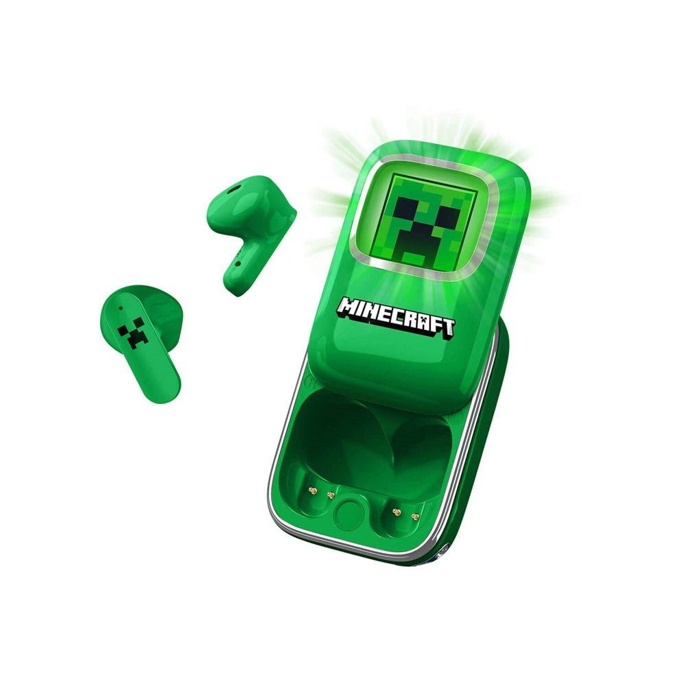 OTL Minecraft True Wireless In-Ear Høretelefoner - inkl. Skub-Op Opladningsetui - Grøn