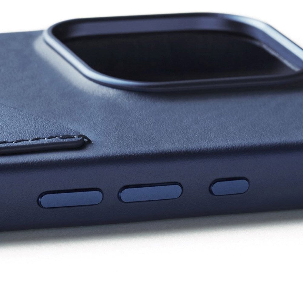 Mujjo iPhone 16 Pro Lærlommebokdeksel - MagSafe-kompatibel - Blå