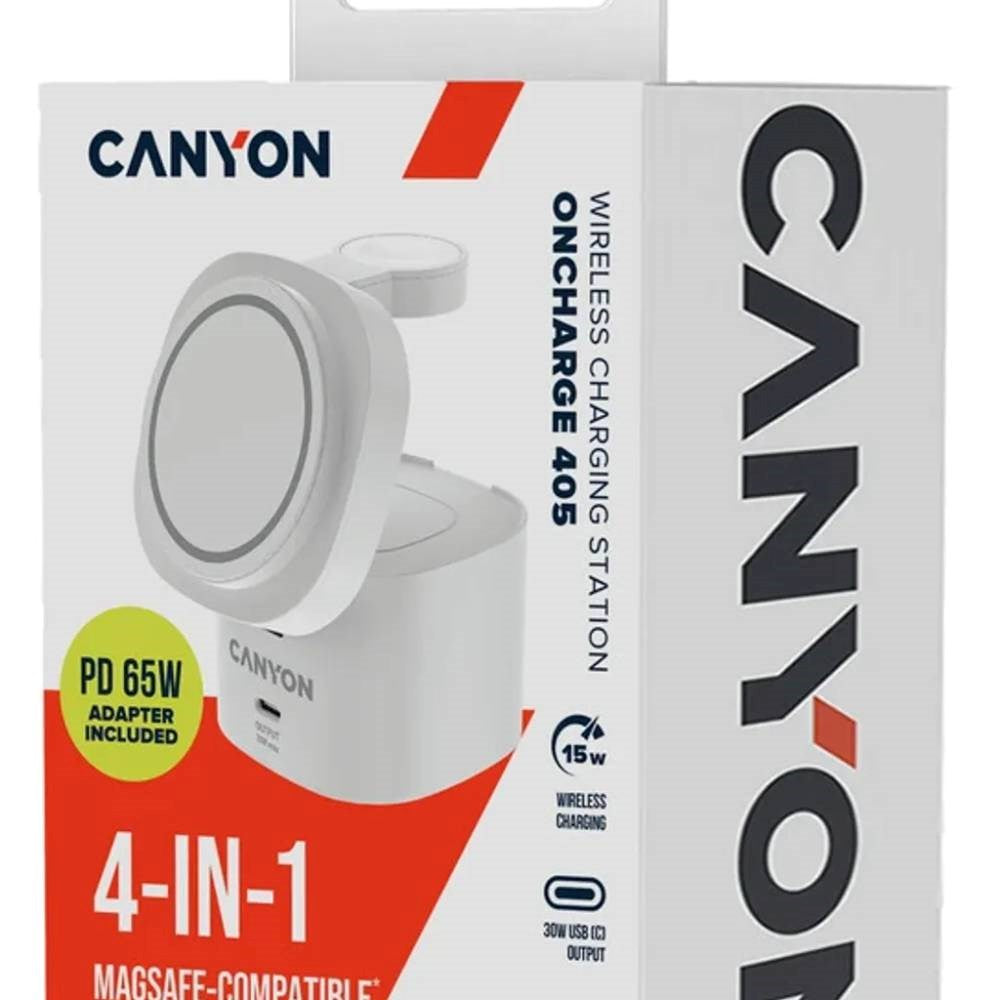 Canyon 15W Qi2 2-i-1 Trådløs Oplader - MagSafe Kompatibel - Hvid