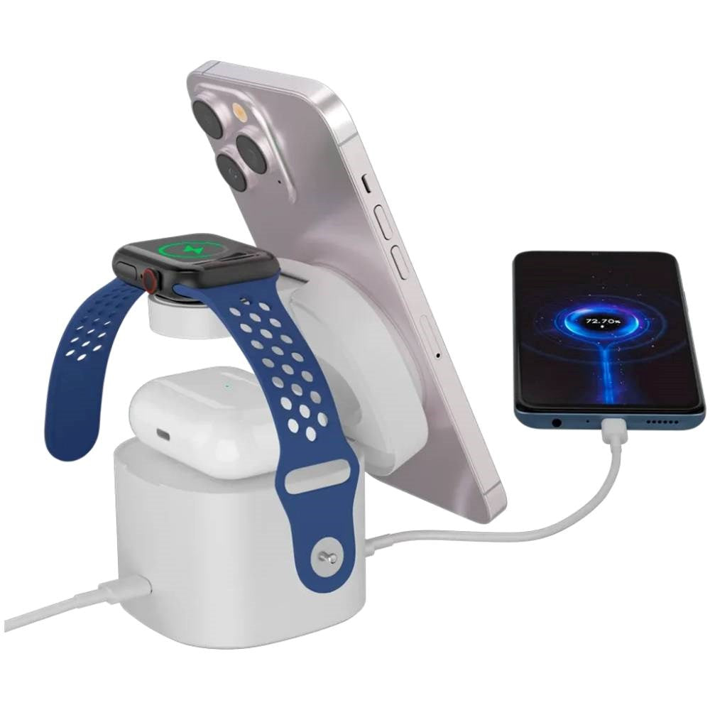 Canyon 15W Qi2 2-i-1 Trådløs Oplader - MagSafe Kompatibel - Hvid