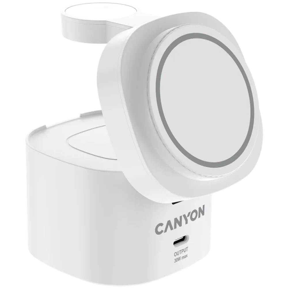 Canyon 15W Qi2 2-i-1 Trådløs Oplader - MagSafe Kompatibel - Hvid