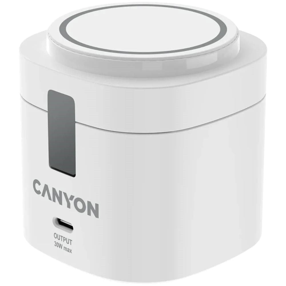 Canyon 15W Qi2 2-i-1 Trådløs Oplader - MagSafe Kompatibel - Hvid