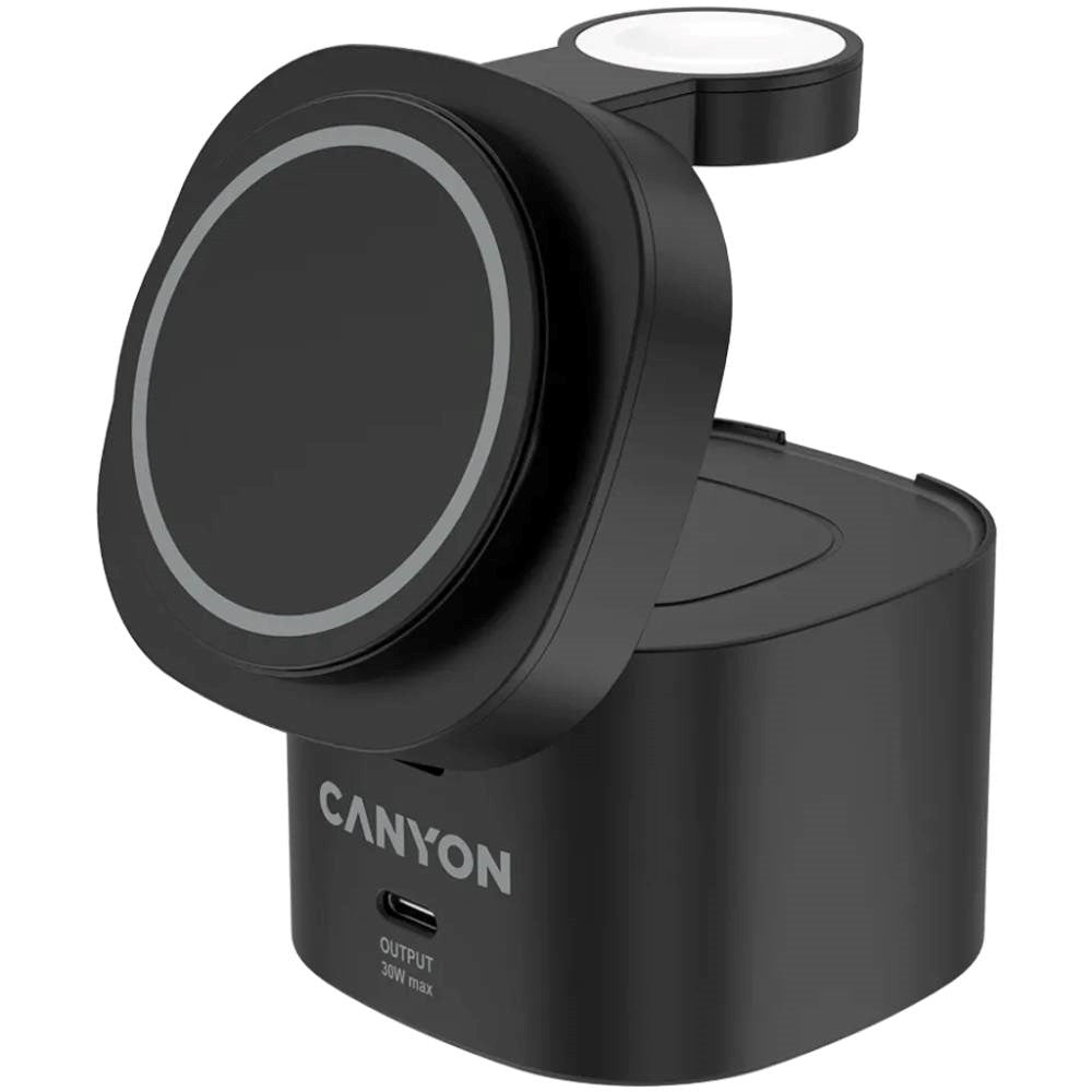 Canyon 15W Qi2 2-i-1 Trådløs Oplader - MagSafe Kompatibel - Sort