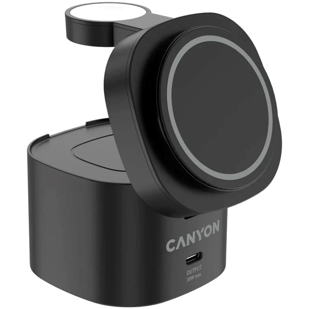 Canyon 15W Qi2 2-i-1 Trådløs Oplader - MagSafe Kompatibel - Sort