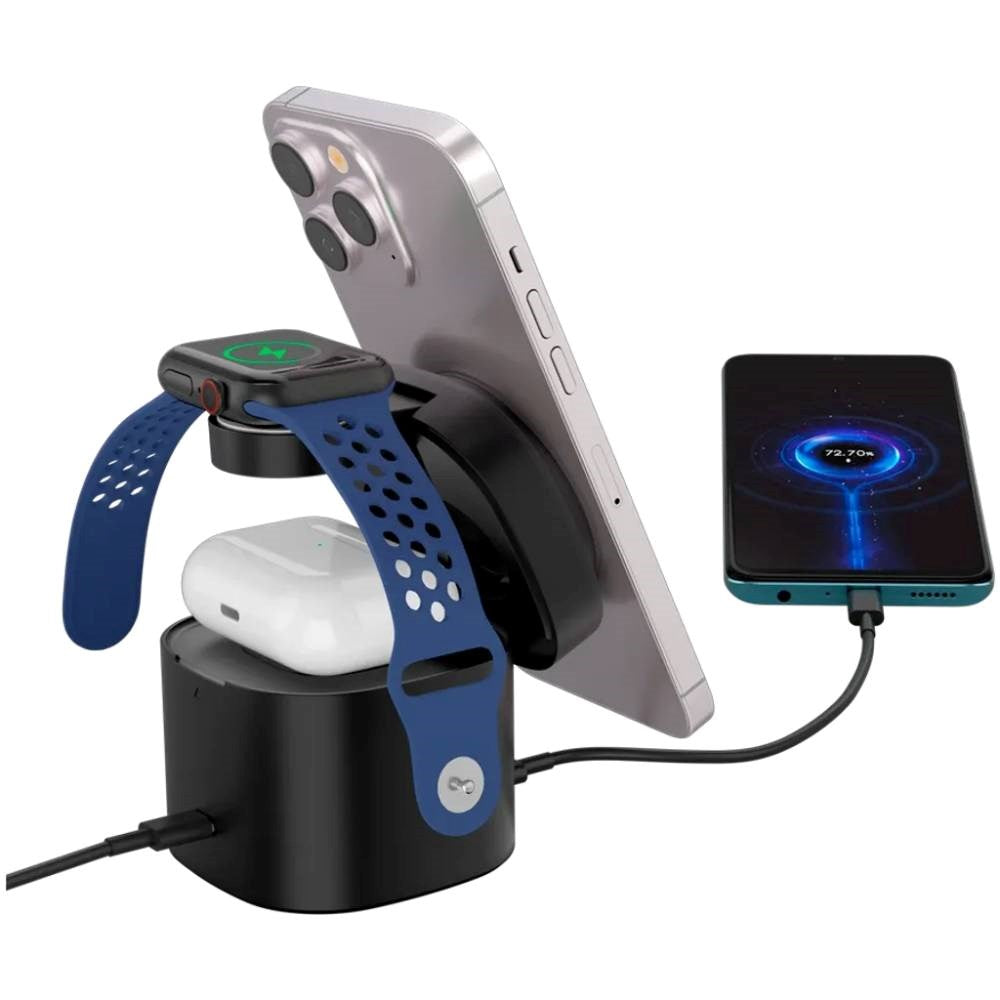 Canyon 15W Qi2 2-i-1 Trådløs Oplader - MagSafe Kompatibel - Sort