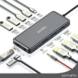 4smarts 100W SmartDock 11-i-1 USB-C Docking Station - Sort