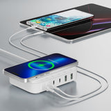 4smarts 7-i-1 PD &amp; PPS 100W ladestasjon m. Trådløs lading - Hvit