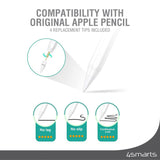 Apple Pencil Nibs 4smarts (1. Gen / 2. Gen) - 4 stk. - Hvit