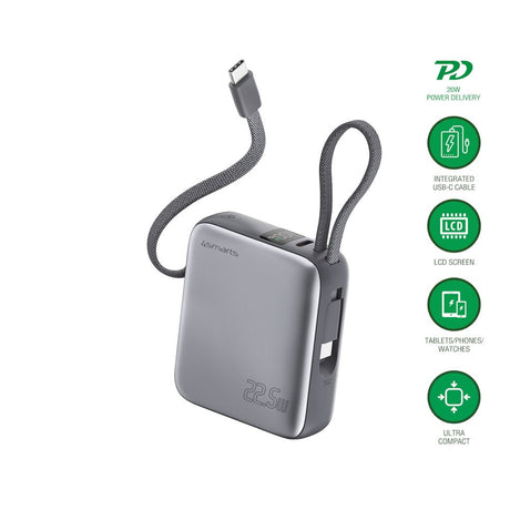 4smarts Pocket Dual Cord 22.5W PowerBank - 10.000 mAh - Space Grey