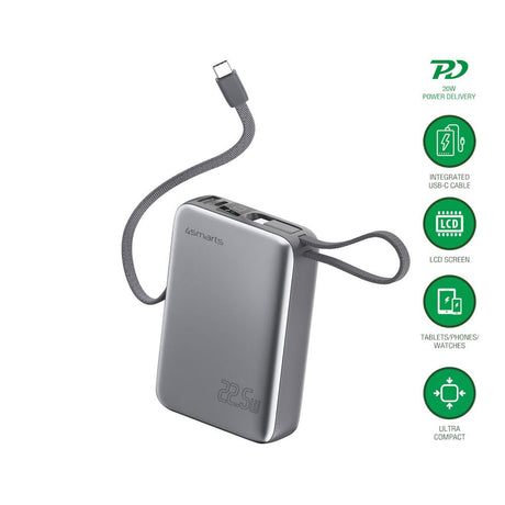 4smarts Pocket Dual Cord 22.5W PowerBank - 20.000 mAh - Space Grey
