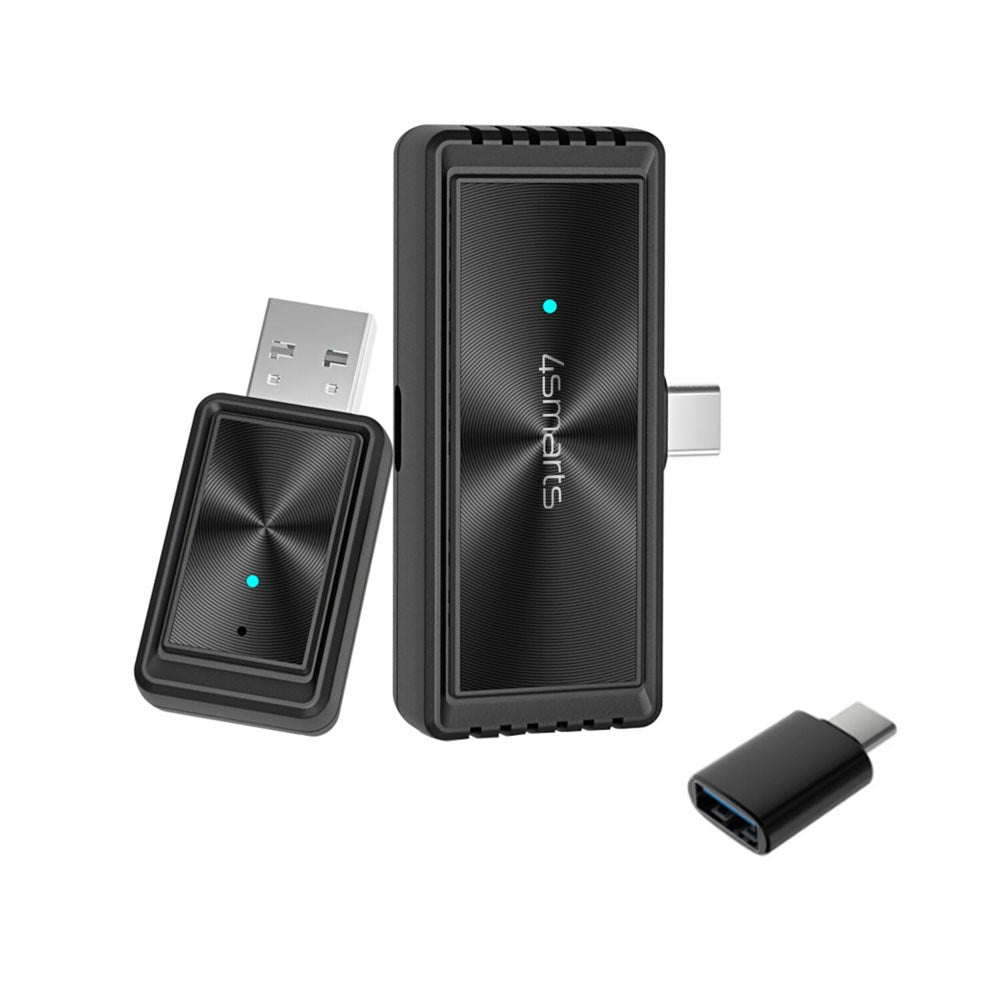 4Smarts Trådløs Adapter m. Skærmdublering - Apple CarPlay & Android Auto - Sort