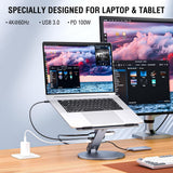 4smarts ErgoPro 360 Graders Laptop / Tablet Stativ m. 6-i-1 USB-C Dock - Grå