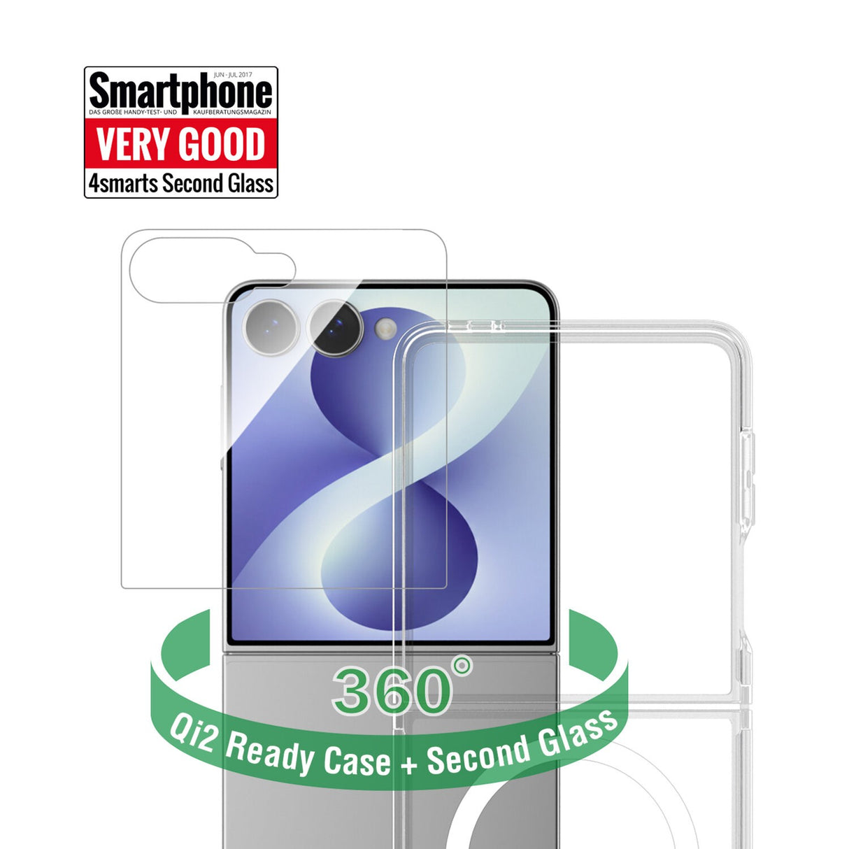 Samsung Galaxy Z Flip8 4Smarts 360° Protection Set m. Bagside Cover & Skærmbeskyttelse - Gennemsigtig
