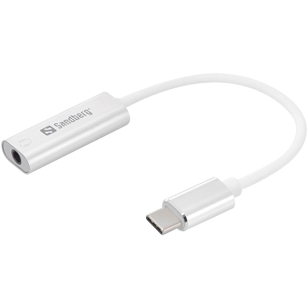 Sandberg Adapter USB-C til Jack plugg 3,5mm - Hvit