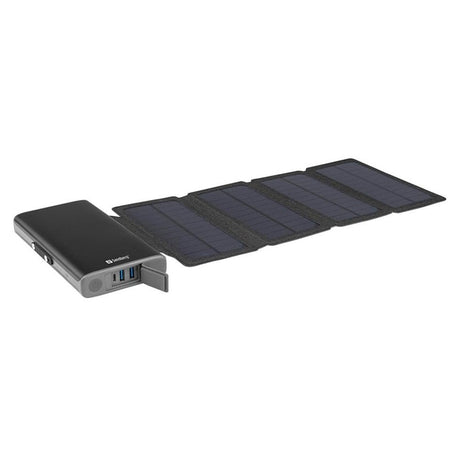 Sandberg Avtakbar Solar Lader &amp; PowerBank 20W - 2 x USB-A / USB-C PD - Svart