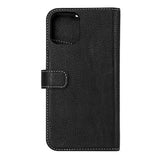 Essentials iPhone 12 / 12 Pro Ægte Læder Flip Cover 2 i 1 m. Kortholder - Sort
