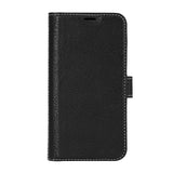 Essentials iPhone 12 / 12 Pro Ægte Læder Flip Cover 2 i 1 m. Kortholder - Sort