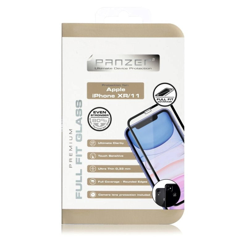 iPhone 11 / XR PANZER Premium Silicate Full-Fit Glass - Sort Ramme