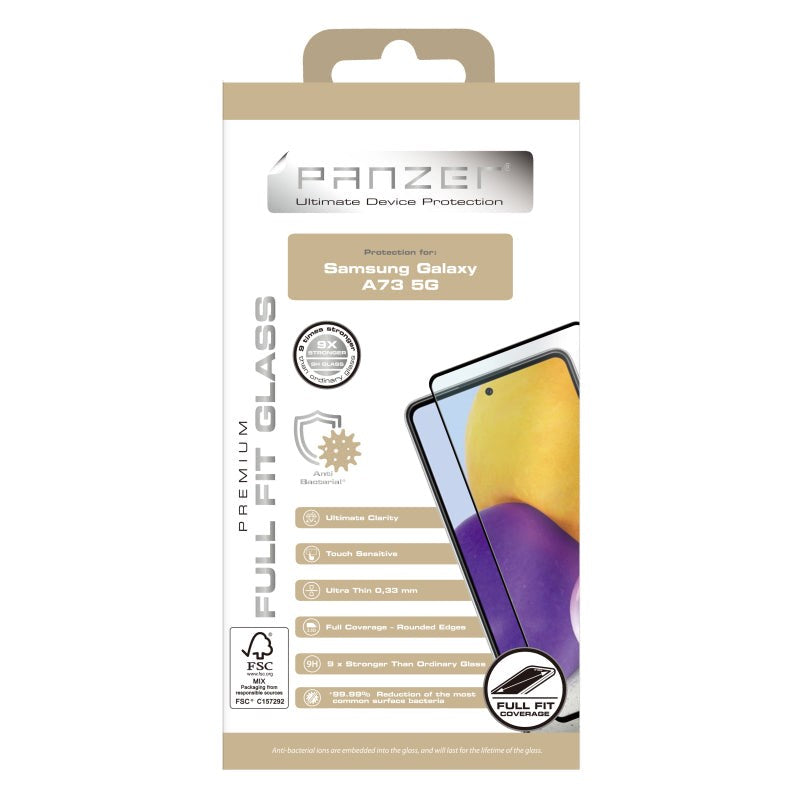 Samsung Galaxy A73 (5G) PANZER Premium Full-Fit-glass - herdet glass - svart kant