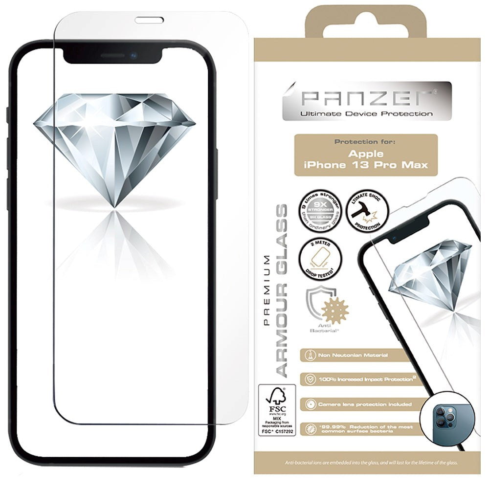 iPhone 14 Plus / 13 Pro Max Panzer Premium Armor Glass Skjermbeskytter m. Kamerabeskyttelse - Gjennomsiktig