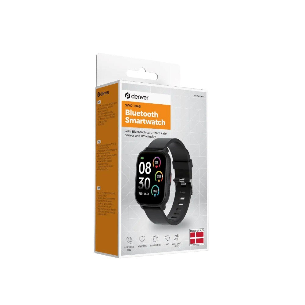 Denver SWC-184 Bluetooth Smartwatch m. Indbygget Sundhedssporing - Sort