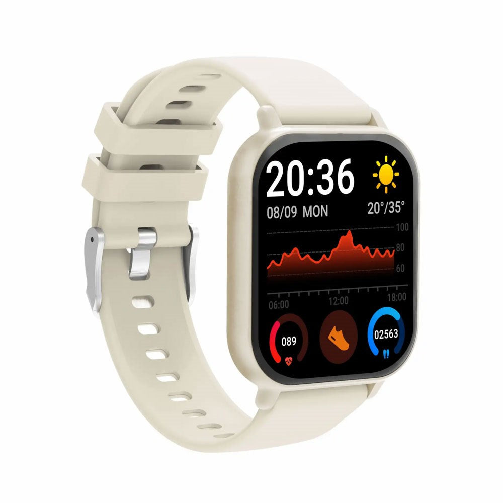 Denver SWC-176BE Bluetooth Smartwatch m. Søvn- og Fitnesstracker - Silikone Urrem - Beige
