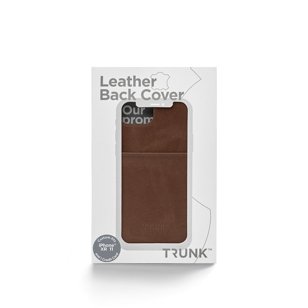 Trunk iPhone 11 / XR Ægte Læder Mobil Cover m. Kortlomme - Brun