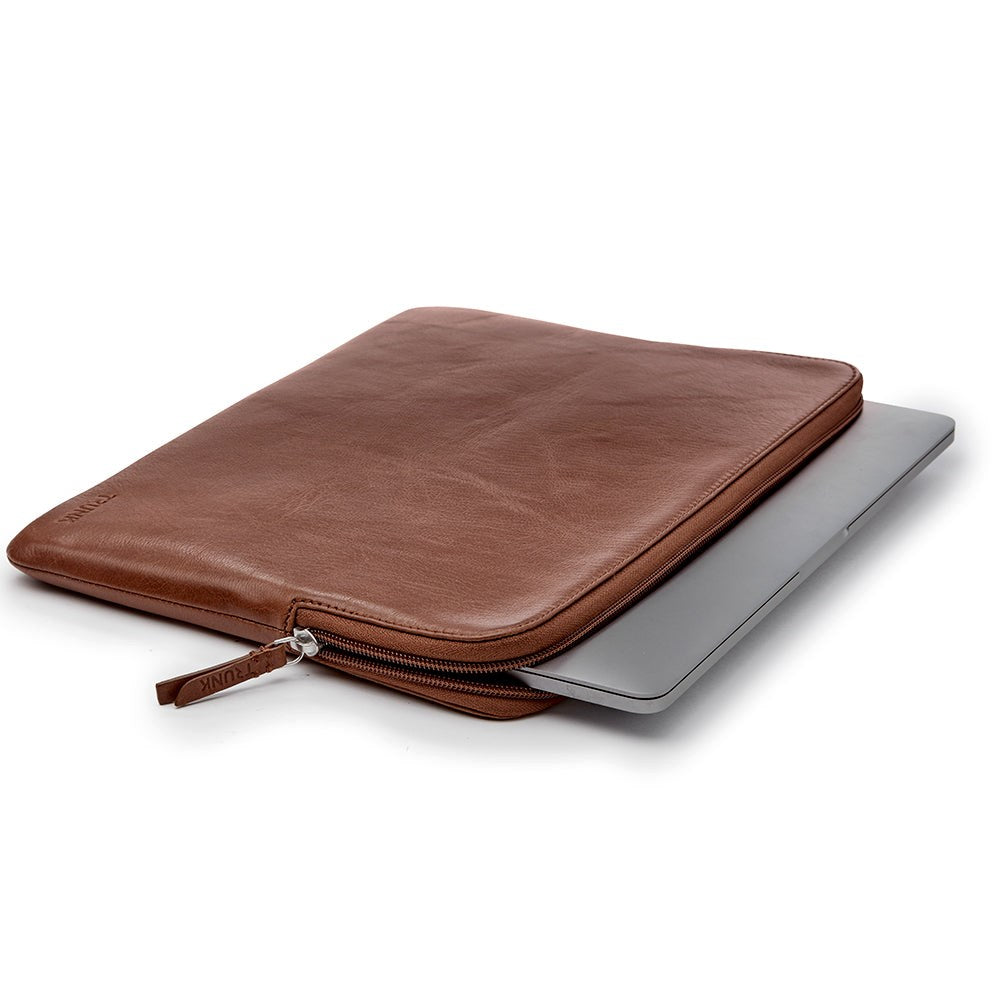 Trunk Genuine Leather Sleeve for laptop 14" (33 x 23,5 x 2 cm) - Brun