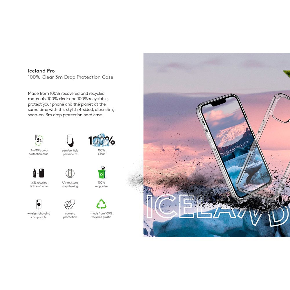 dbramante1928 iPhone 13 Pro Iceland Pro-deksel - 100 % resirkulert plast - Gjennomsiktig